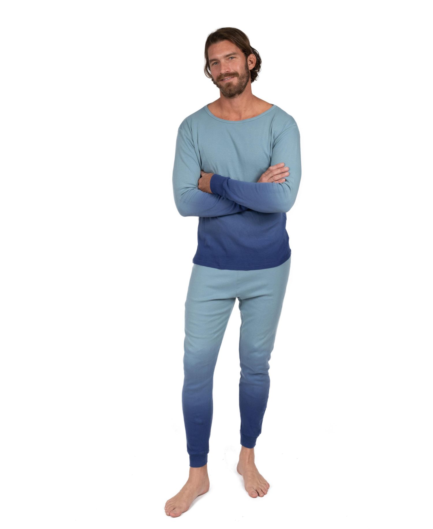 Men's Matching Family Two Piece Cotton Long Sleeve Tie Dye Pajamas