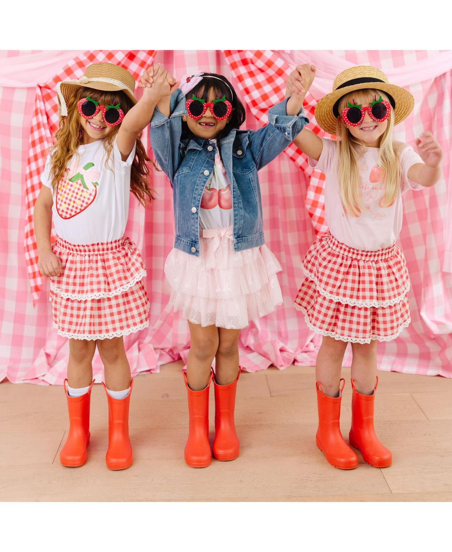 Toddler Girls Strawberry Patchwork Short Sleeve T-Shirt