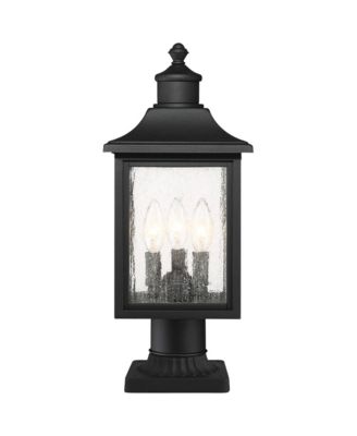Moray Bay High Mission Outdoor Post Light Fixture Pole Porch with Pier Mount Adapter 3-Light Glass Shade