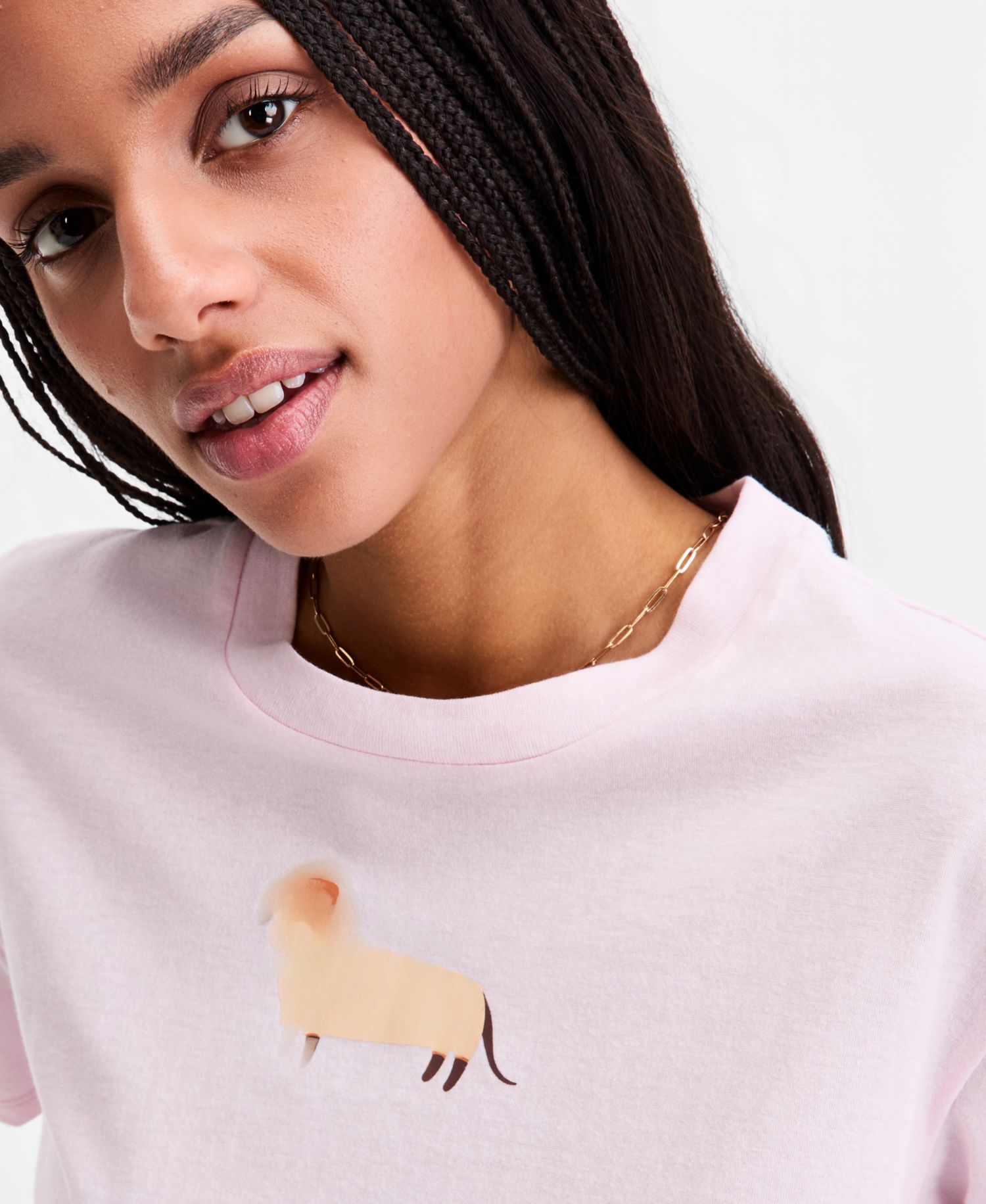 Juniors' Bonjour Dog Graphic Crop Tee