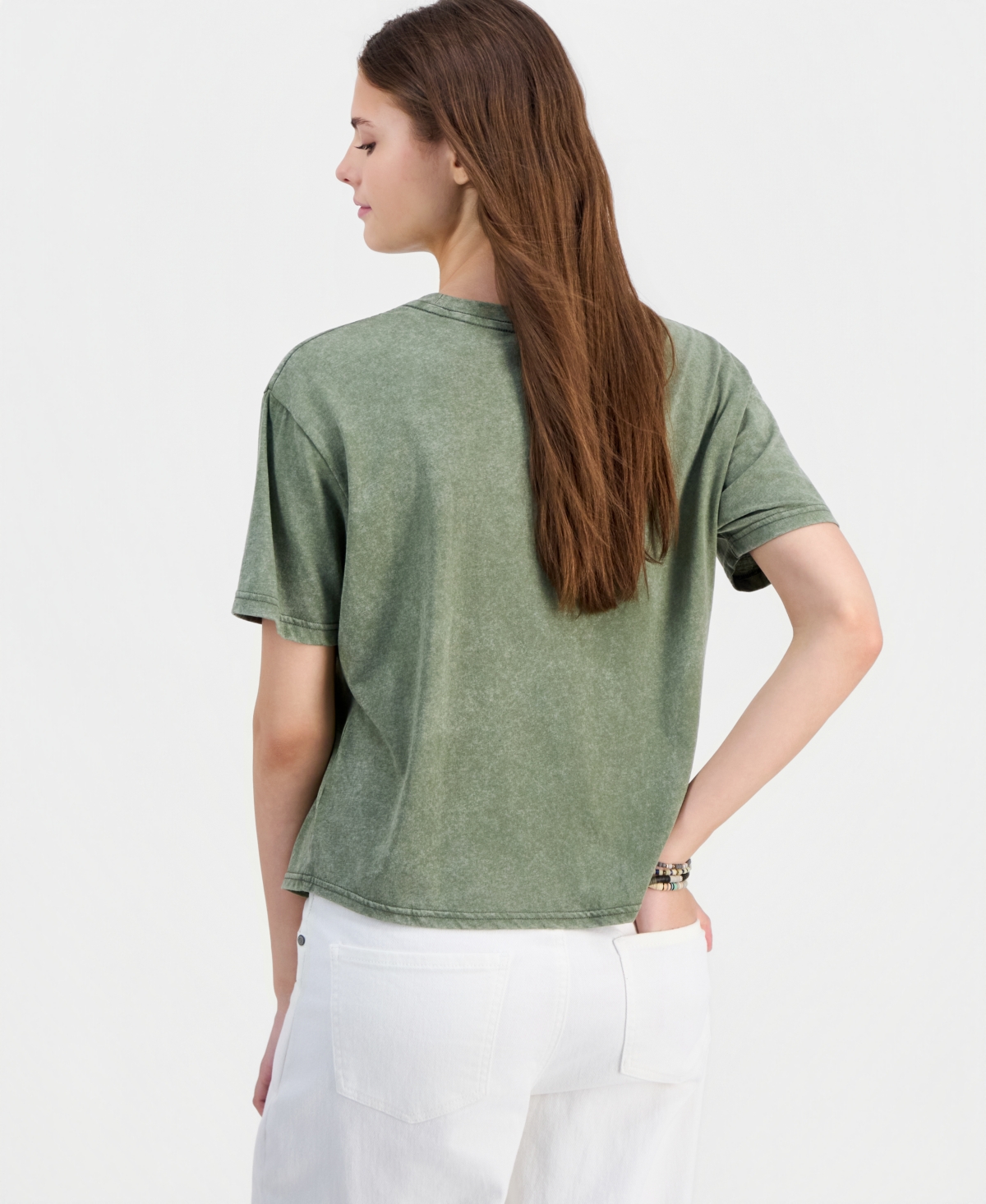 Rebellious One Juniors' Butterfly Mineral-Wash Round-Neck Tee