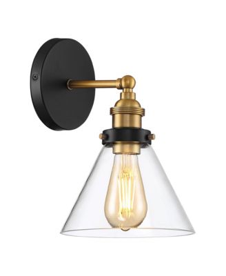 Burke Industrial Wall Light Sconces Set of 2, Hardwire Fixture Clear Glass for Bathroom Hallway