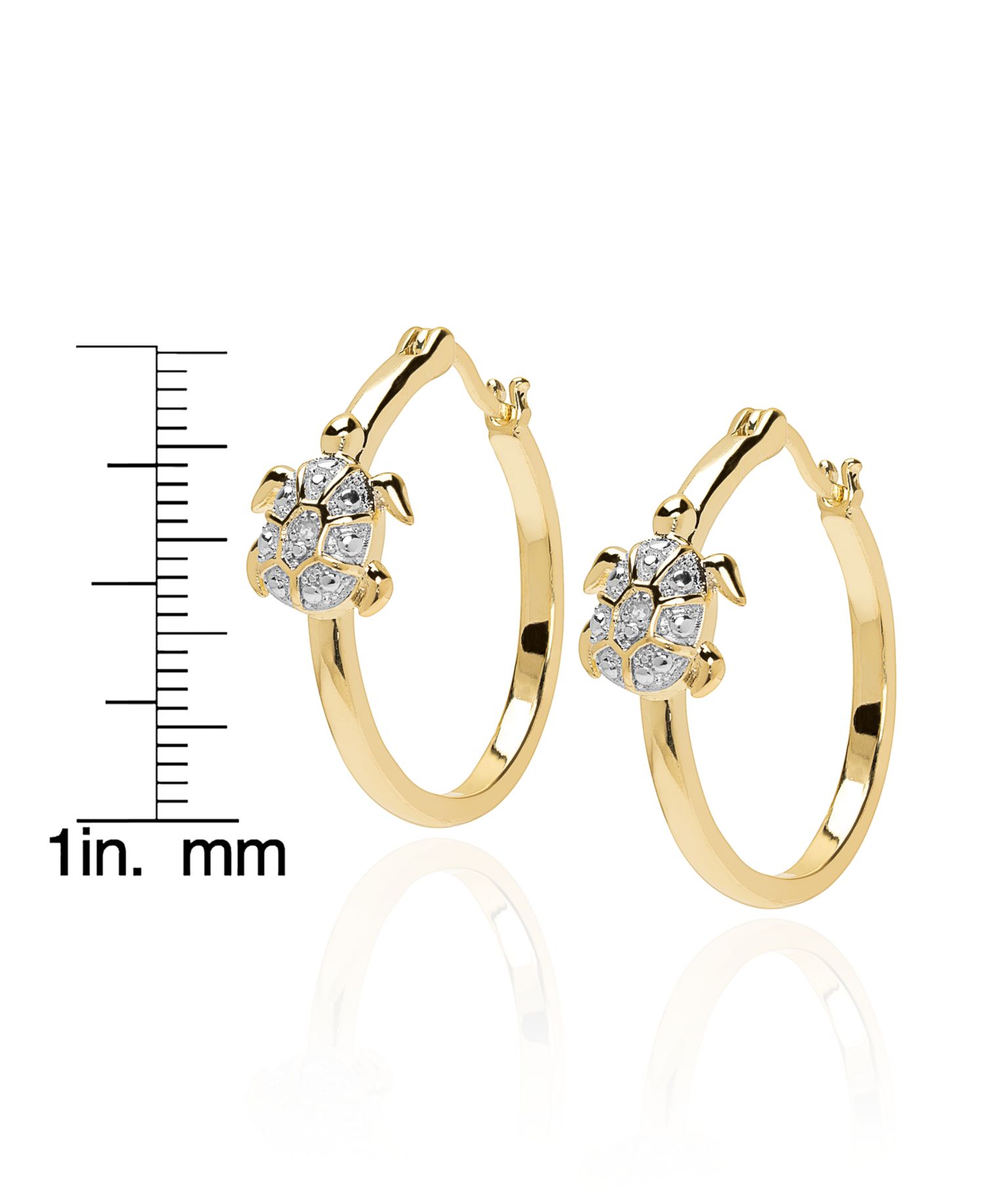 Diamond Accent (0.01 ct. t. w.) Turtle Hoop Earrings