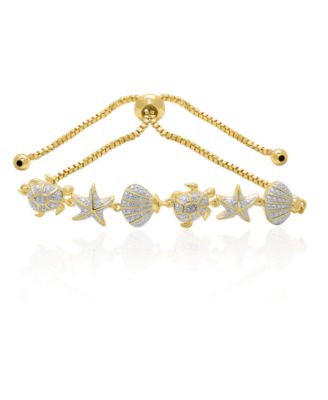 Diamond Accent (0.005  ct. t. w.) Sealife Adjustable Bolo Bracelet