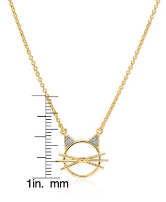 Diamond Accent (0.005  ct. t. w.) Cat Face Pendant Necklace