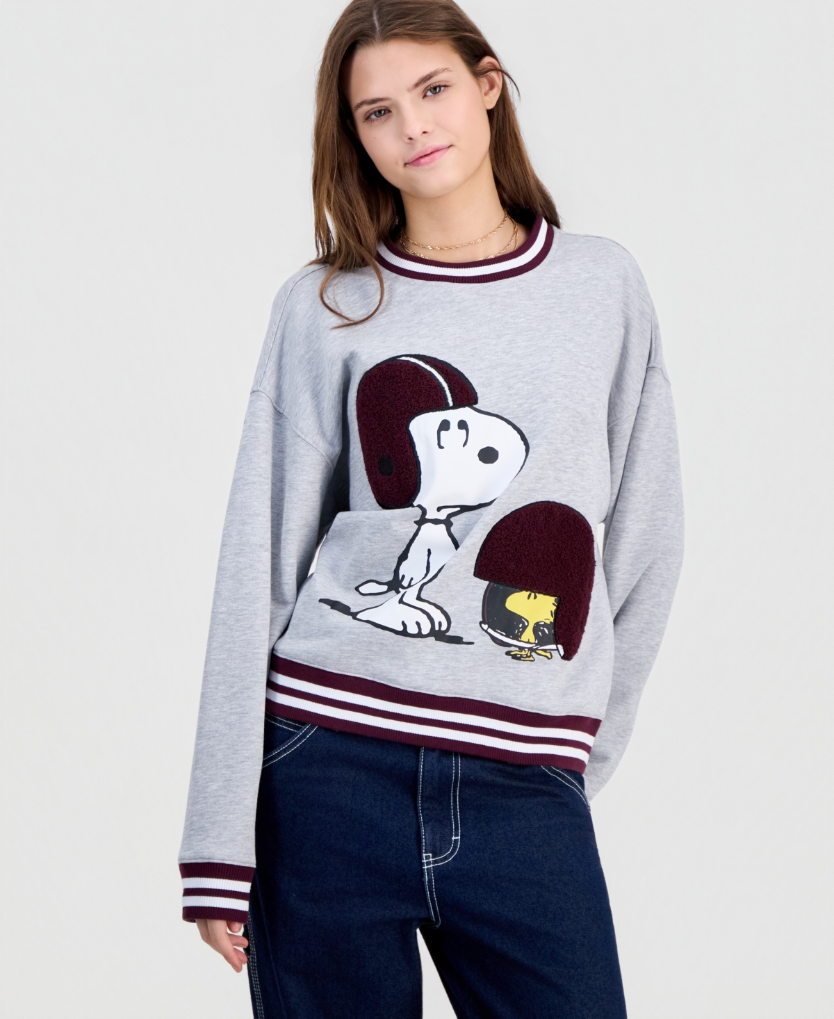 Peanuts Juniors' Snoopy Football Graphic Sweatshirt
