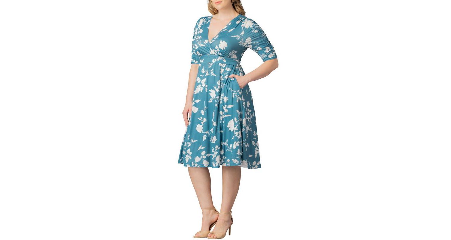 Plus Size Gabriella Ruched Sleeve Midi Dress with Pockets