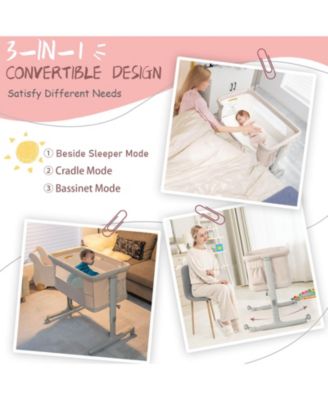 Portable Baby Bedside Bassinet with Adjustable Heights and Bag