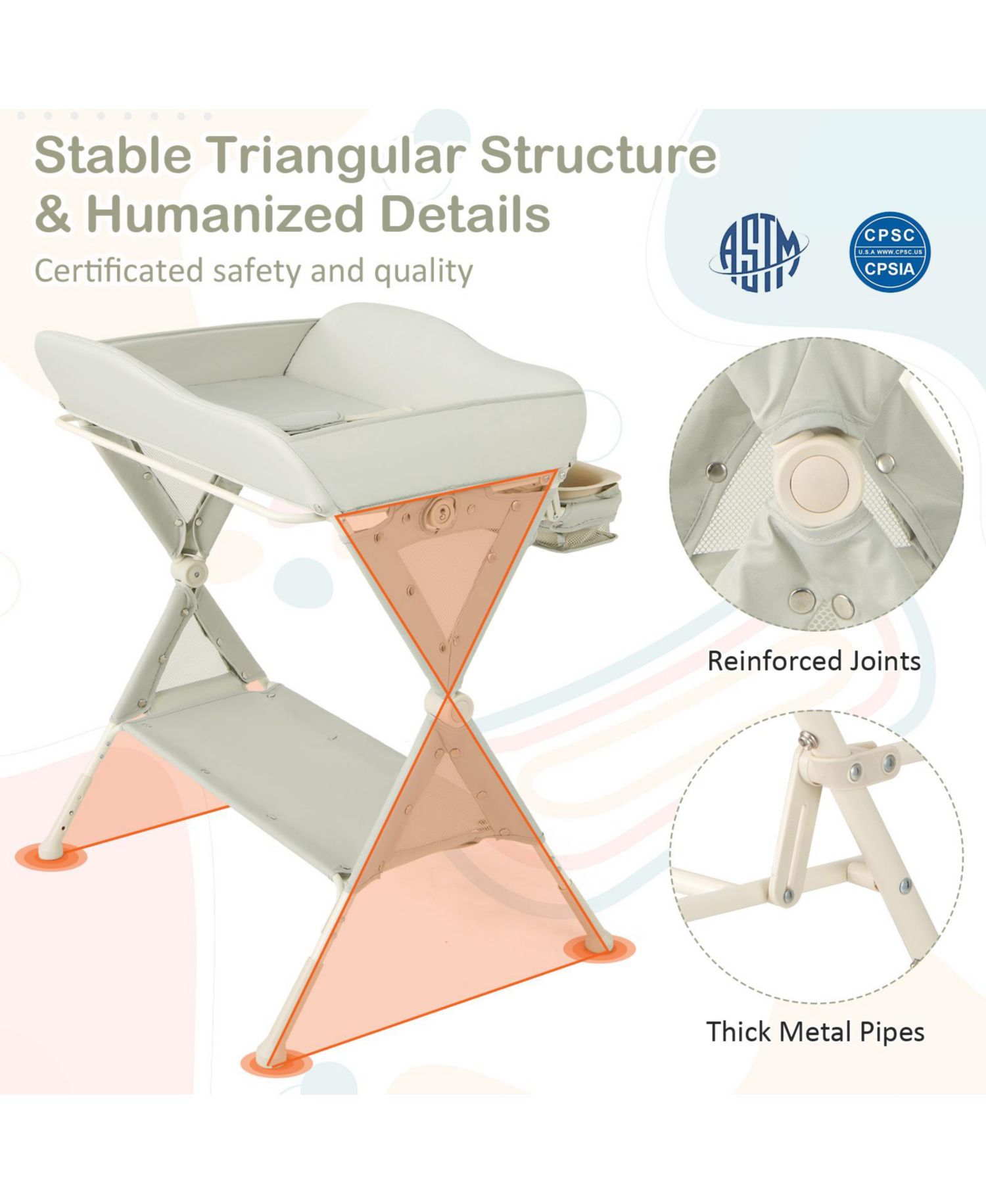 Baby Diaper Changing Table with Water Basin and Wheels