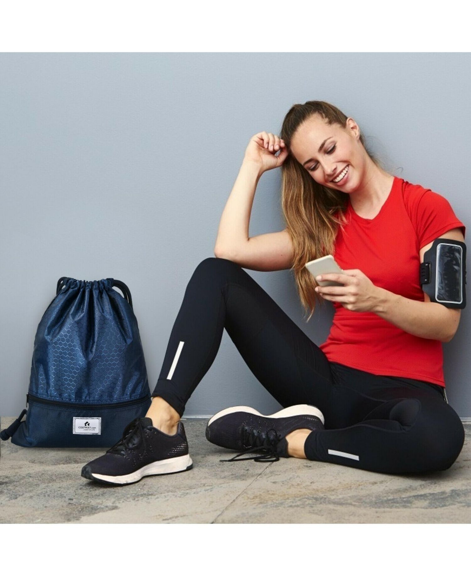 Drawstring Backpack String Bag with Zipper Pocket Foldable Design