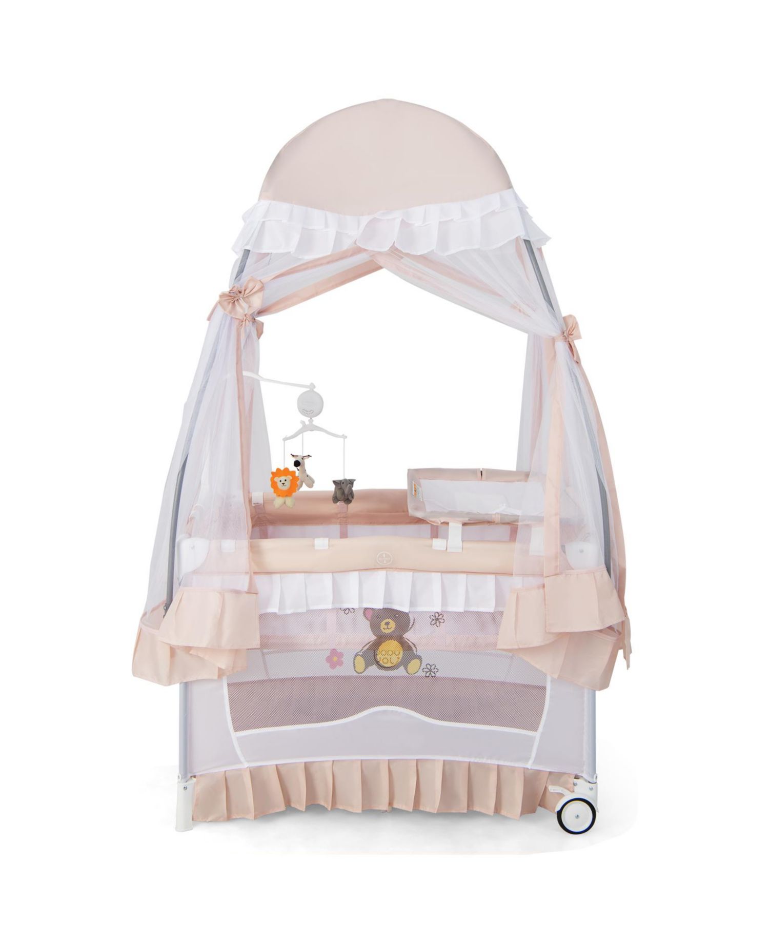 Convertible Baby Bassinet with Changing Table and Mesh Net