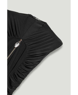 Women's Ruched Deep V-Neck Maxi Dress