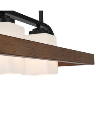 Spearhead Wood Linear Pendant Chandelier 42" Wide Modern White Glass 4-Light Dining Room Kitchen Island