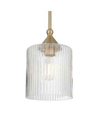 Possini Euro Krakow 7"W Satin Brass Fluted Glass Mini Pendant Light