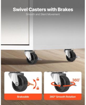 3 Drawer Wooden File Cabinet, Mobile Filing Cabinet with Light Strip, Lockable Rolling File Storage with Adjustable Shelves and 5 Wheels, Free