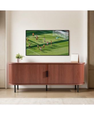 TV Stand, Boho Entertainment Center for TV, 350 lbs Load, TV Media Console Table with Adjustable Storage Shelves and Rolling Door