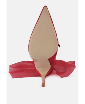 Womens princess organza wrapped style heeled ankle boots