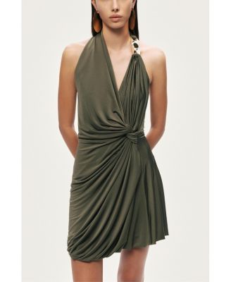 Women's Draped Halter Mini Dress