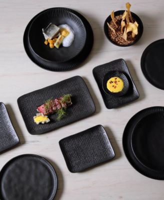 7" Stoneware Rectangular Juta Platters, Set of 4