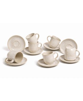 Stoneware Coffee Cup and Saucer Set, Service for 6