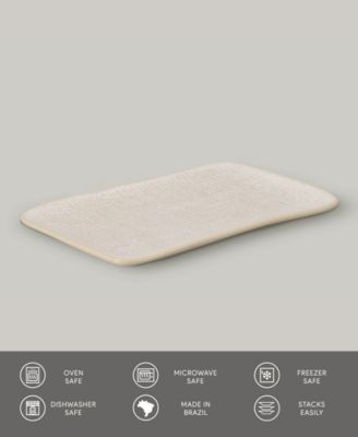 10.63" Stoneware Medium Rectangular Juta Platters, Set of 4