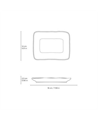 7" Stoneware Rectangular Juta Platters, Set of 4