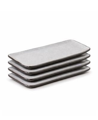 8.6" Stoneware Rectangular Platters, Set of 4