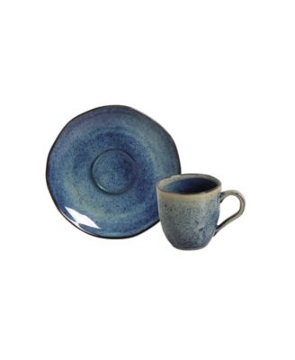 Stoneware Coffee Cup and Saucer Set, Service for 6