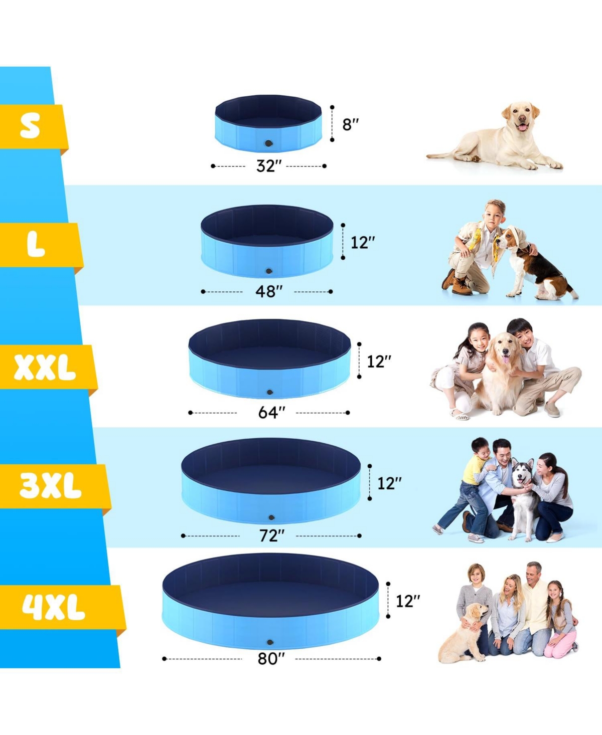 Aronkl Foldable Dog Pool Collapsible Hard Plastic Portable Bath Tub For Pets Dogs Cats Wading Indoor Outdoor