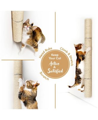 34" Wall Mounted Cat Scratcher Extra Tall Vertical Sisal Sturdy Aluminum Brackets Modern Space Saving Patented Design