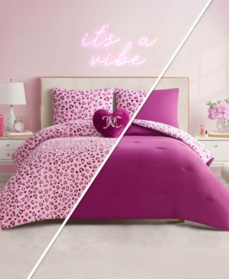 Plush Reversible Leopard Hearts 4-Pc. Comforter Set, King