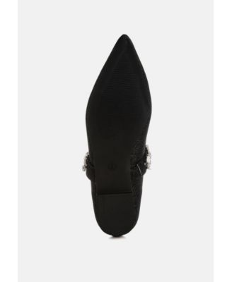 Rag and Co Womens Flavia Diamante Brooch Glitter Ballerinas