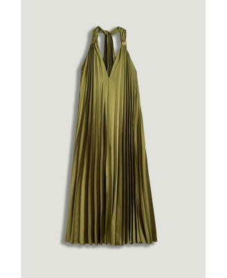 Women's Pleated Halter Maxi Dress