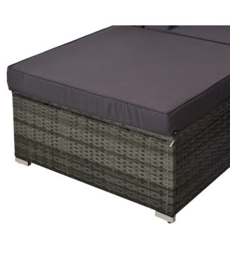 5pc Outdoor Wicker Furniture Set, Table, 3 Seats, Charcoal