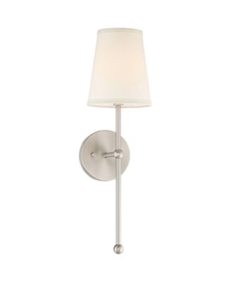 Elena Modern Wall Light Sconce Brushed  Hardwire  High Fixture Cream Linen Shade for Bedroom Reading Living Room Hallway