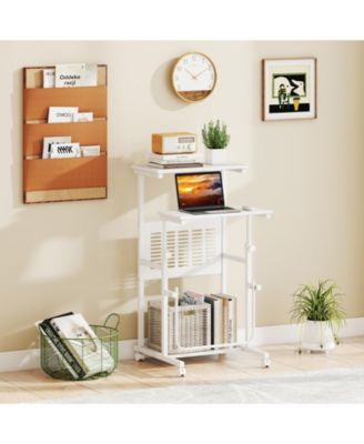 Height Adjustable Mobile Computer Desk, 27-38.5 in
