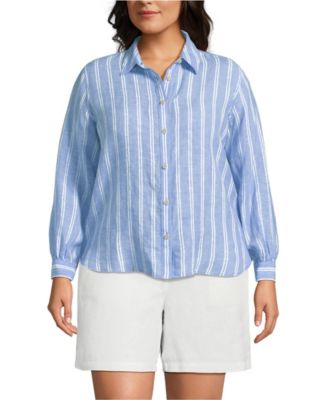 Plus Size Linen Long Sleeve Feminine Shirt