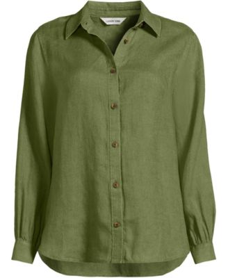 Plus Size Linen Long Sleeve Feminine Shirt