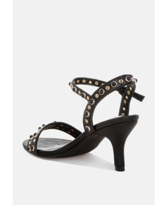 Rag and Co Womens Nidara Studded Real Leather Kitten Sandals