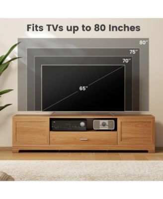 Farmhouse Rustic 71-Inch TV Stand with Cabinets and Drawer