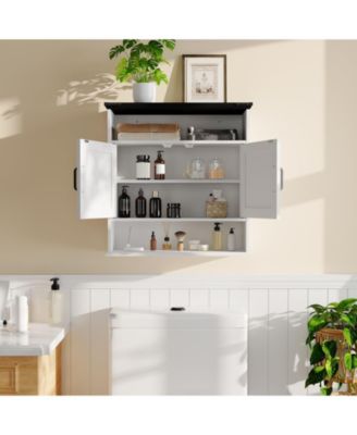 Bathroom Wall Cabinet - Medicine Cabinet with Barn Doors and Adjustable Shelf - Wall Cabinet for Bathroom, Kitchen, Laundry Room, Entryway