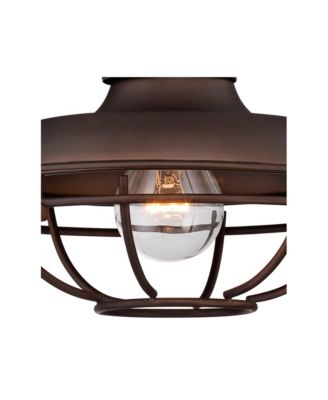 Park Rustic Outdoor Barn Lights Fixtures Set of 2 Oil Rubbed 9" Open Cage for Post Exterior Light Barn Deck Post Light Yard