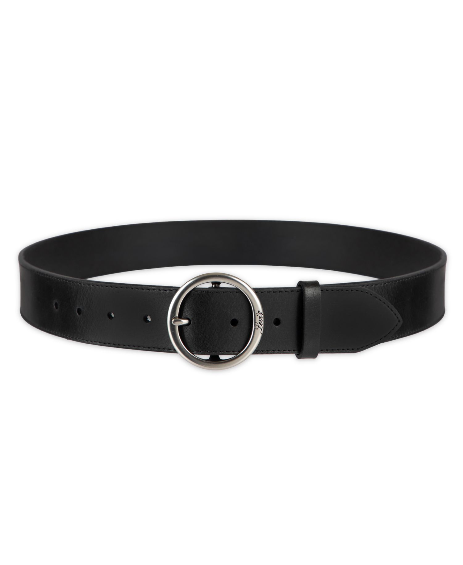Women's Casual Suede and Leather Belt with Circular Center Bar Buckle