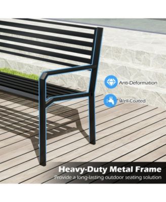 50 in Metal Park Bench for 2-3 People with Backrest 660 lbs Capacity