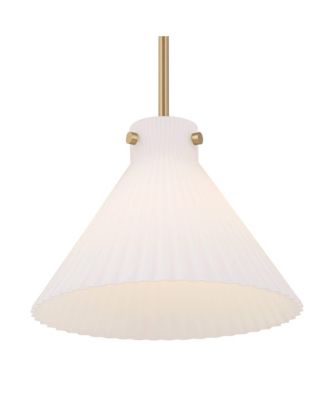 Hannover 12"W Warm Brass Fluted Glass Mini Pendant Light