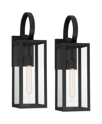 Modern Outdoor Wall Light Fixtures Set of 2 Deep Clear Glass for Post Exterior Barn Deck House Porch