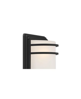 Habitat Modern Industrial Outdoor Wall Light Fixtures Set of 2  Metal Frosted Glass for Post Exterior Barn Deck