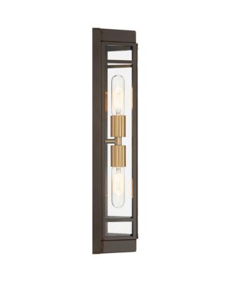Catie High Modern 2-Light Outdoor Wall Light Fixture Mount Porch House Sand Brass Finish Aluminum
