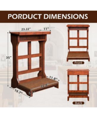 Acacia Wood Prayer Kneeler Bench with Storage Shelf and Soft Cushion, Comfortable Wooden Kneeling Meditation Seiza Stool for Praying