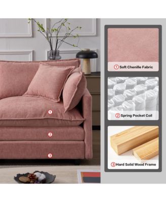 105" Modular Sectional Sofa, Soft Chenille Fabric Couch, 3 Seater Sofa with Flexible Movable Ottoman for Living Room